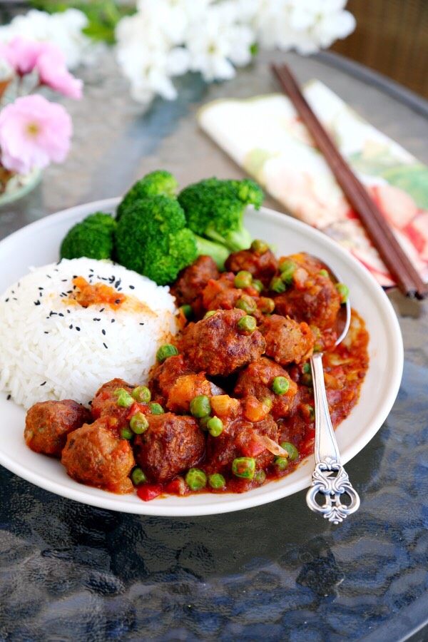 Beef Meatball Risotto with Tomato Sauce