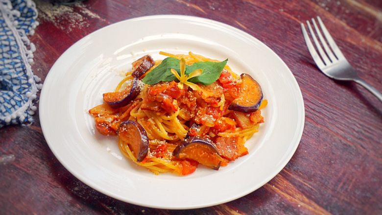 Japanese Double Eggplant Pasta