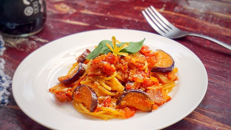 Japanese Double Eggplant Pasta