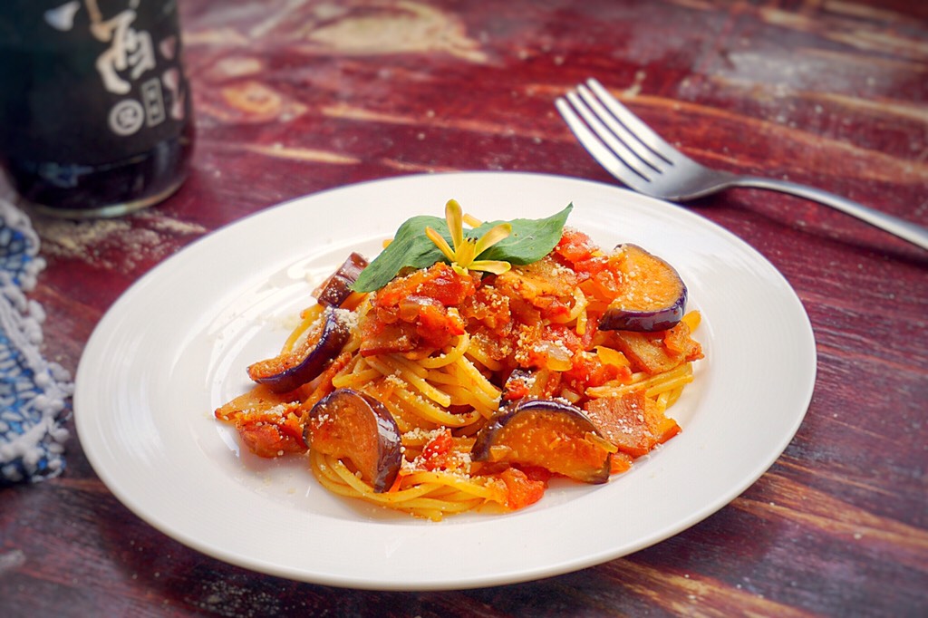 Japanese double eggplant pasta