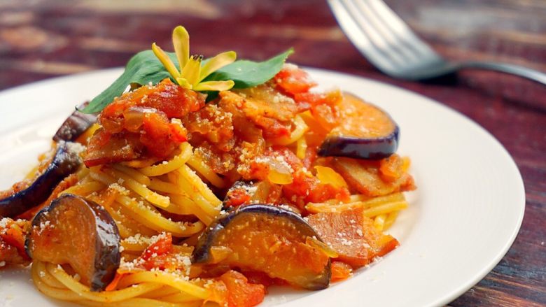 Japanese double eggplant pasta