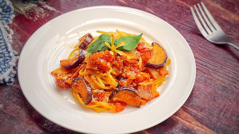 Japanese Double Eggplant Pasta