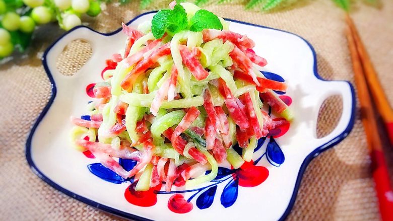 Lazy Cuisine + Red, Green, Cucumber and Red Sausage Salad