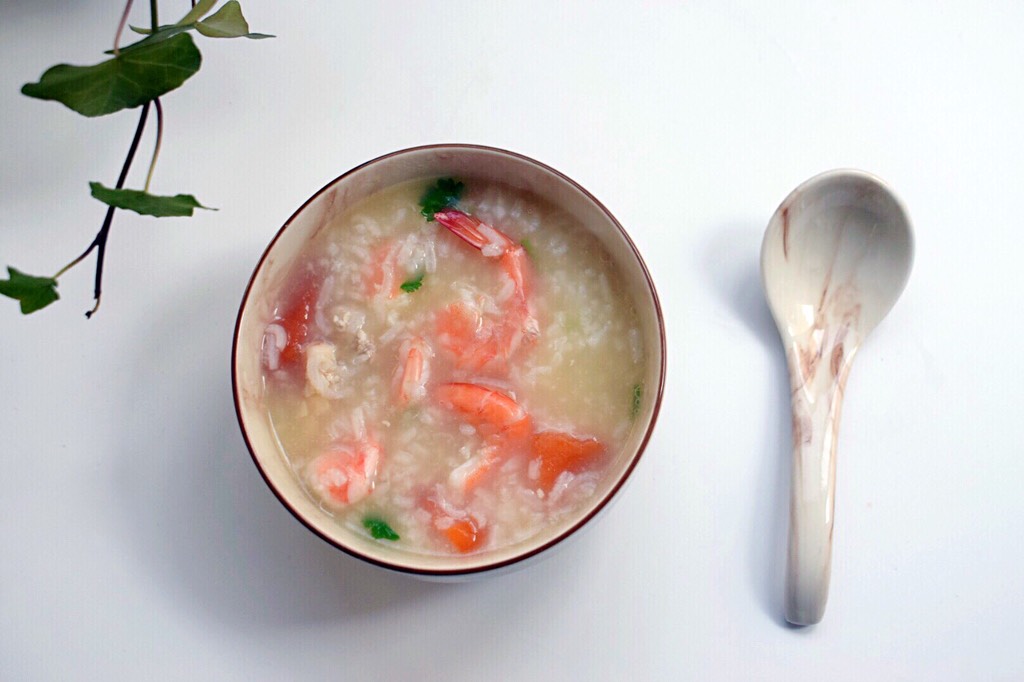 A bowl of shrimp porridge