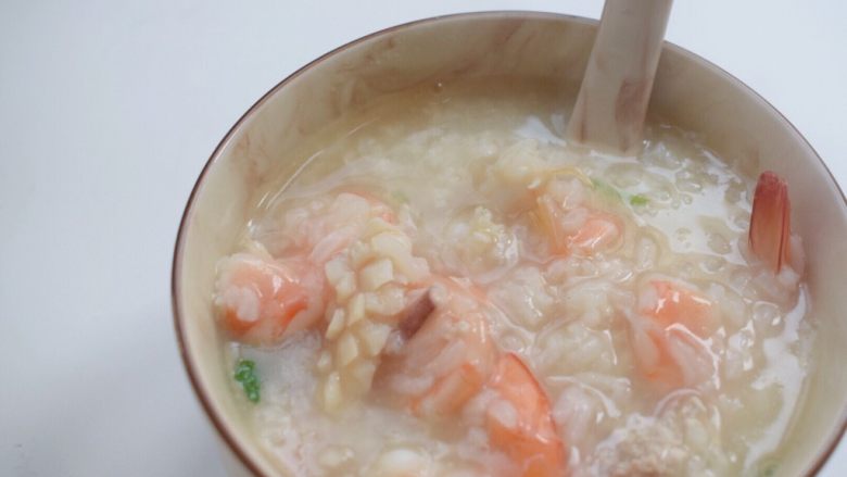 A bowl of shrimp porridge