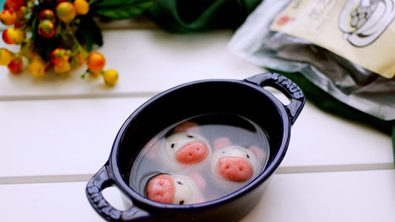 Cute Pig Black Sesame Rice Balls