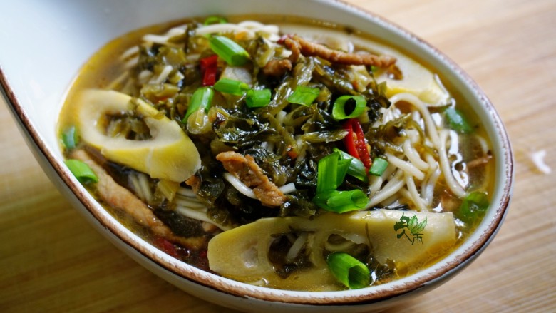 Spring Pickled Vegetables, Shredded Pork and Spring Bamboo Noodles