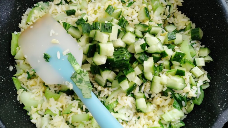 Cucumber, Green Vegetable and Egg Fried Rice