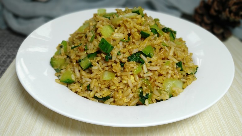 Cucumber, Green Vegetable and Egg Fried Rice