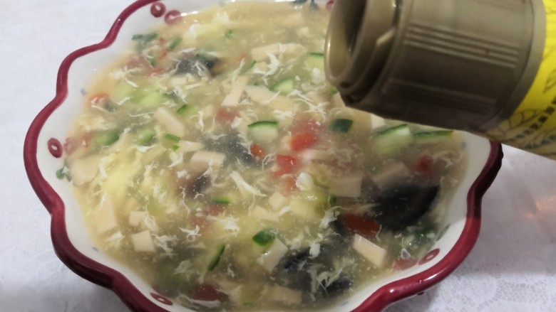 Cucumber and preserved egg soup