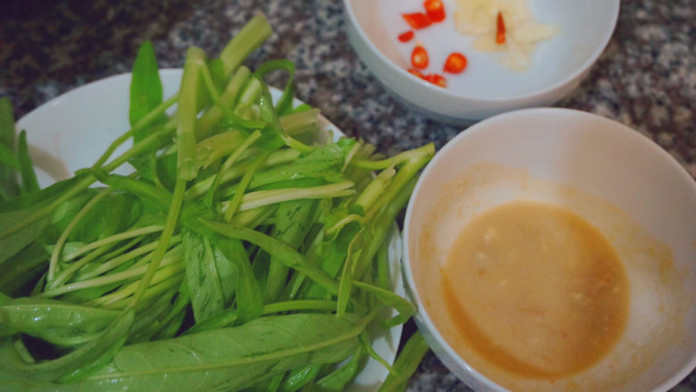 Bean curd and water spinach