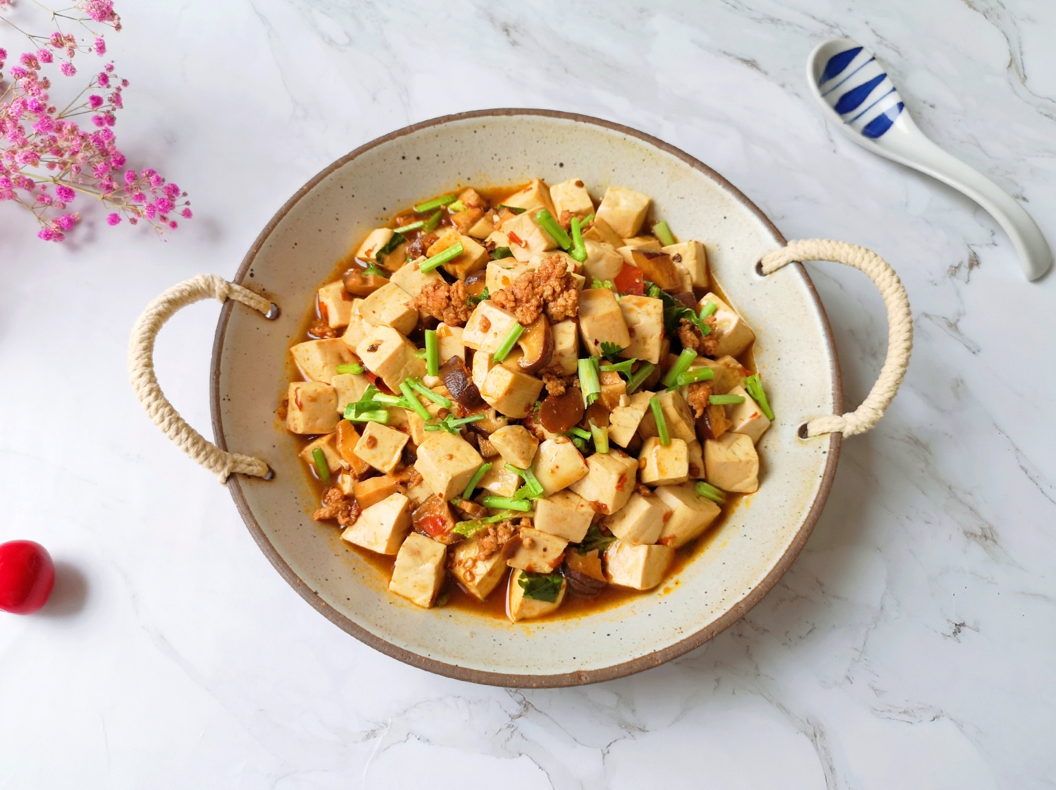 Mushroom and minced meat tofu