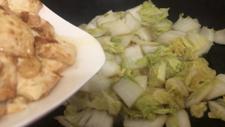 Stir-fried tofu with cabbage