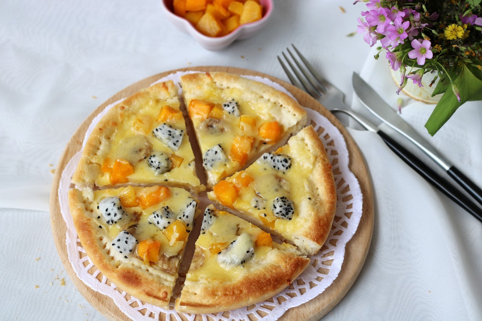 Colorful fruit pizza