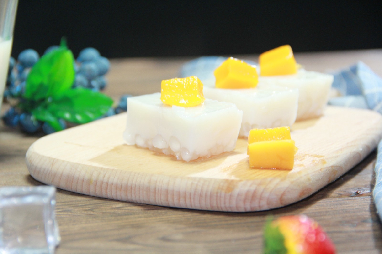 Thai mango and coconut milk sago cake