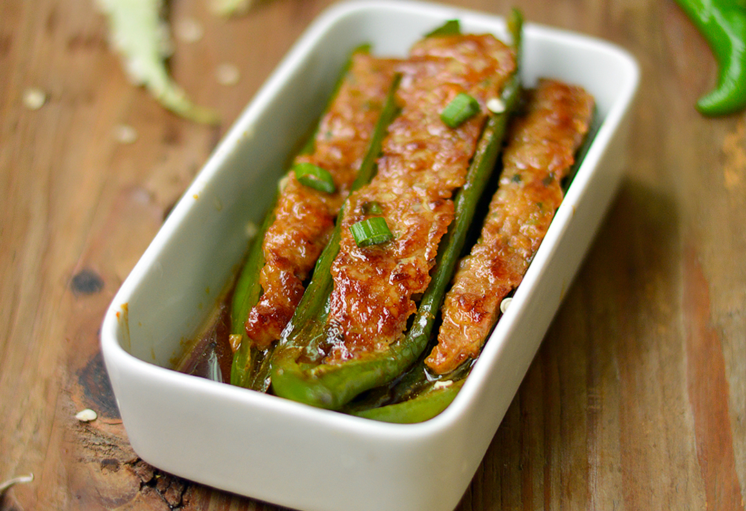 Green pepper stuffed meat