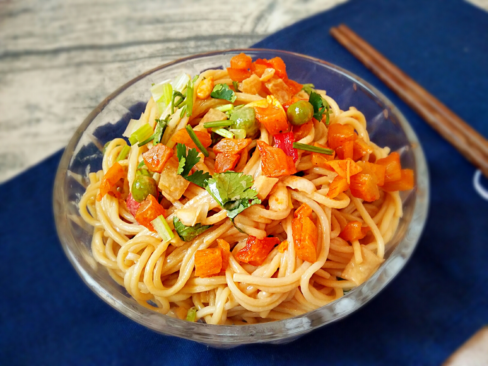 A bowl of hot dry noodles