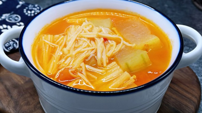 Sour and sweetStomach ~ Tomato Enoki Mushroom and Winter Melon Soup