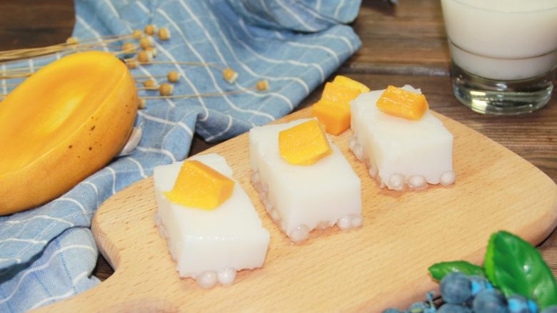 Thai-style mango and coconut milk sago cake