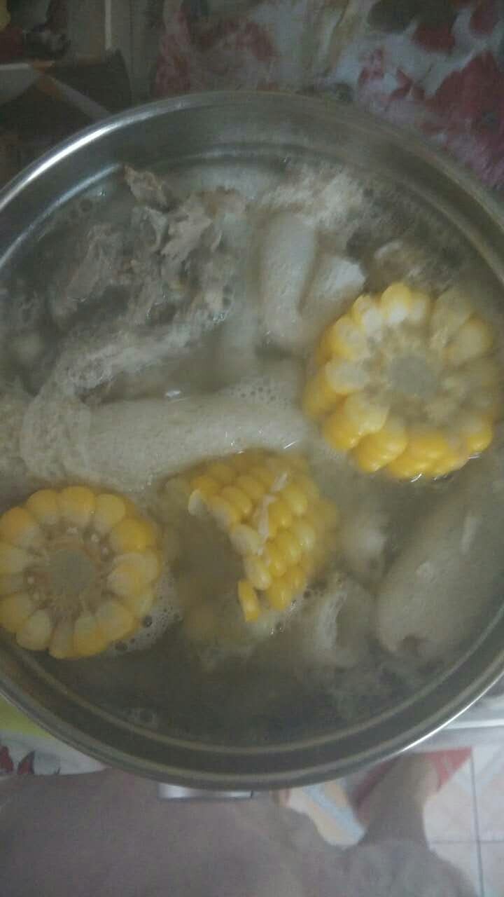 Bamboo fungus and corn pork ribs soup