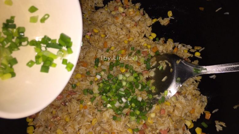 Fried rice with diced ham