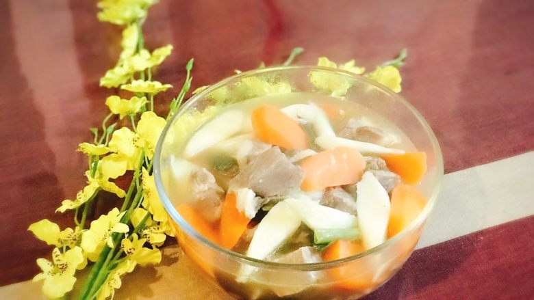 Carrot, yam and mutton soup