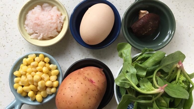 Complementary food plan + shrimp paste, corn mixed vegetable soup