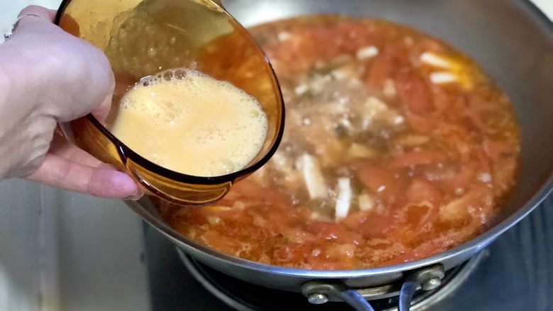 Tomato tofu soup➕tomato mustard, tofu and egg soup