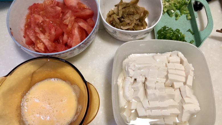 Tomato tofu soup➕tomato mustard, tofu and egg soup