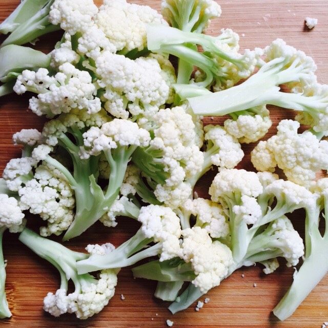 Stir-fried organic cauliflower