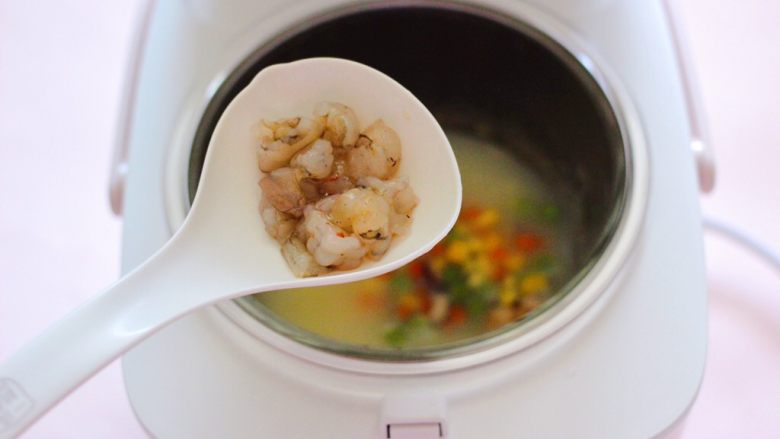 Double rice porridge with shrimp and vegetables (baby food supplement)