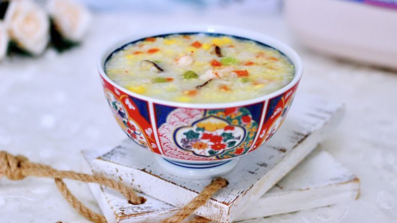 Double rice porridge with shrimp and vegetables (baby food supplement)