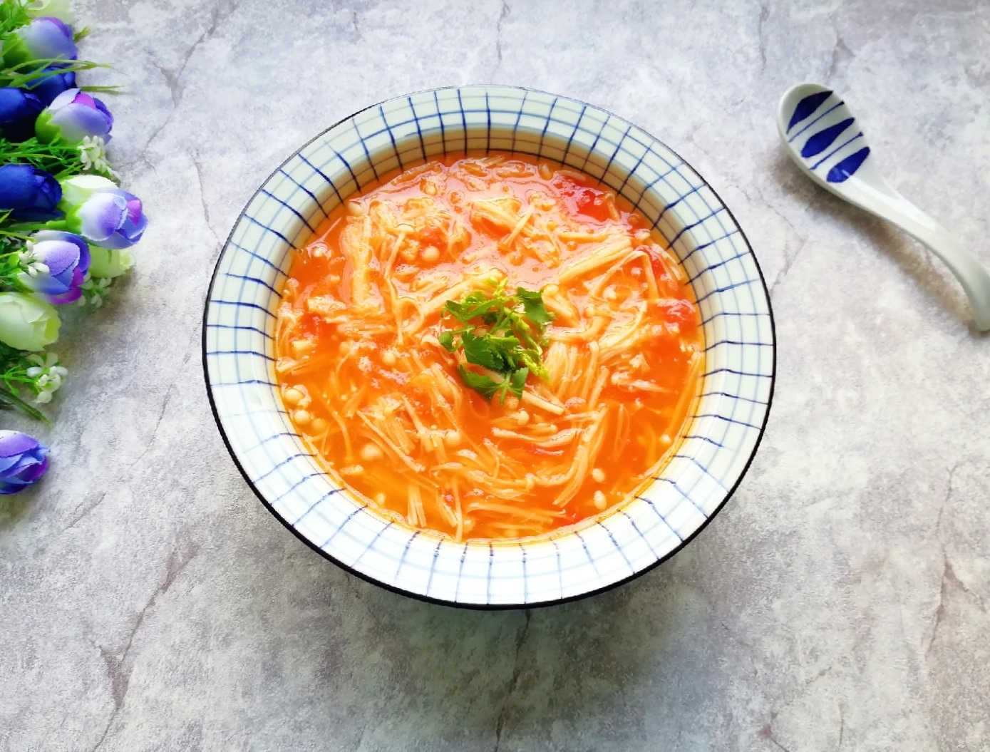 Winter Warming Vegetables Tomato Enoki Mushroom Soup