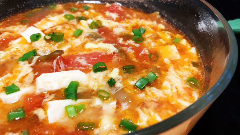 Tomato tofu soup➕tomato mustard, tofu and egg soup