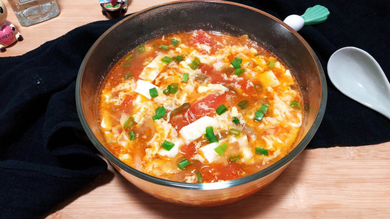 Tomato tofu soup➕tomato mustard, tofu and egg soup