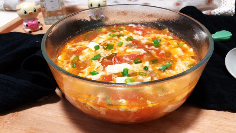 Tomato tofu soup➕tomato mustard, tofu and egg soup