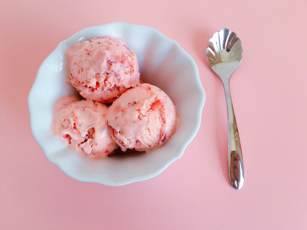 Pink strawberry ice cream—no oven required series