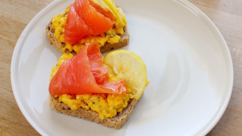 Salmon and egg sandwich