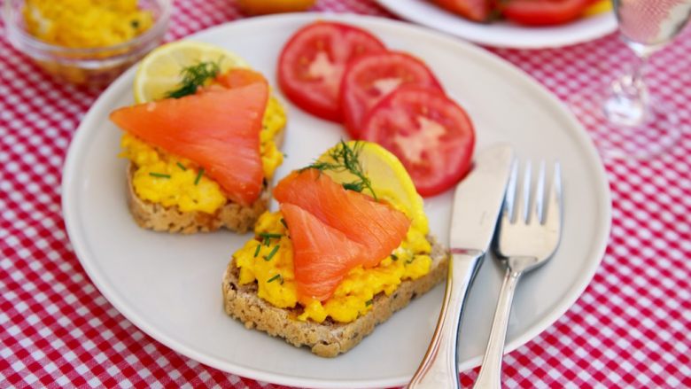 Salmon and egg sandwich