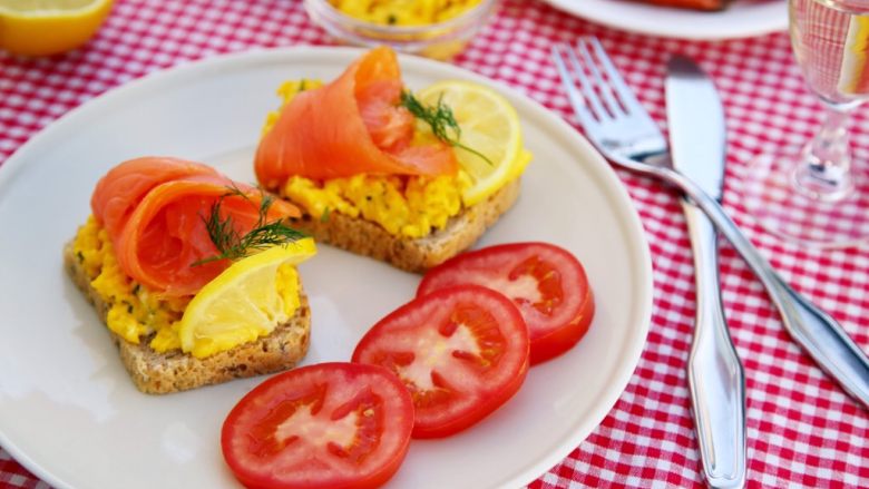 Salmon and egg sandwich