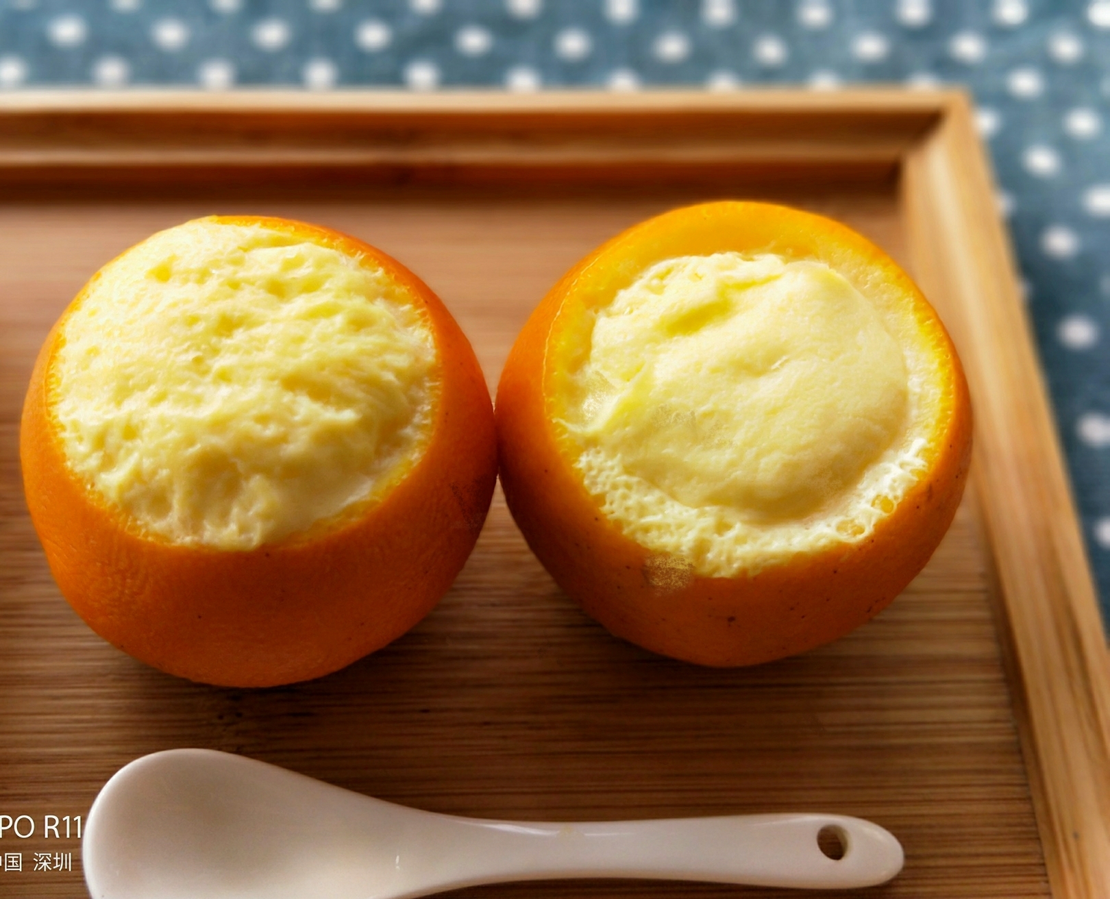 Orange milk steamed egg