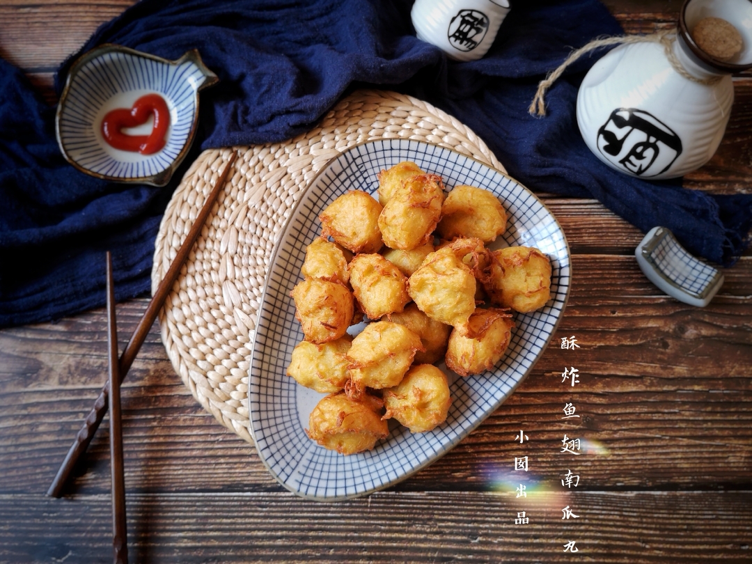 Crispy fried shark fin and pumpkin meatballs