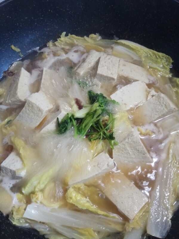 Chinese cabbage (baby cabbage) tofu soup