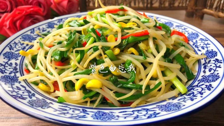 Bean sprouts and fried leeks