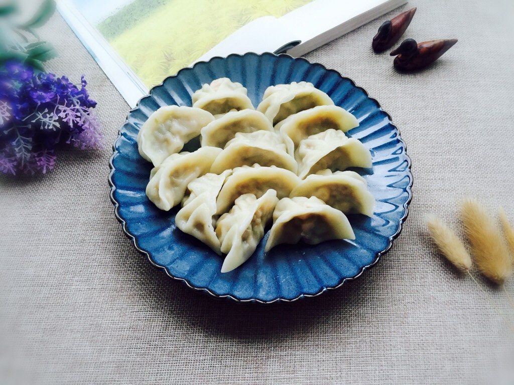 Celery, corn and pork dumplings