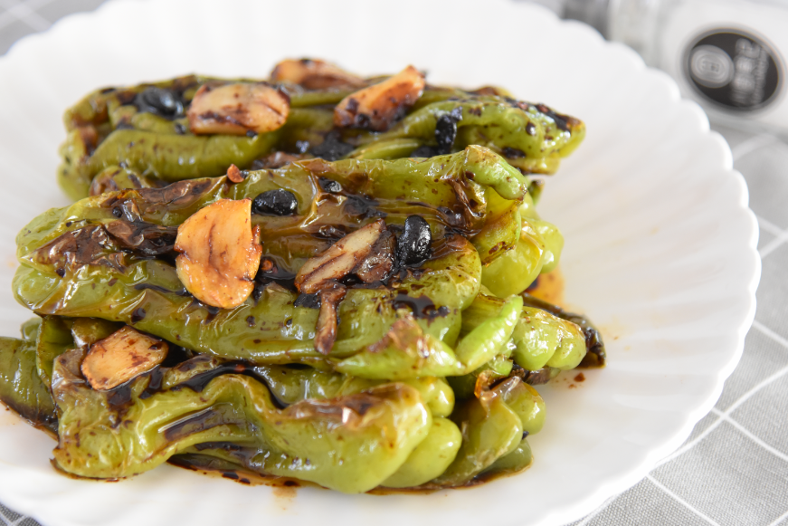 "Tiger Skin Green Pepper" is delicious and goes well with rice. It turns into a disc in mi