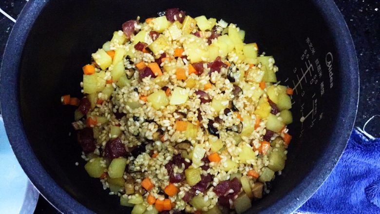 Rice cooker potato and sausage rice