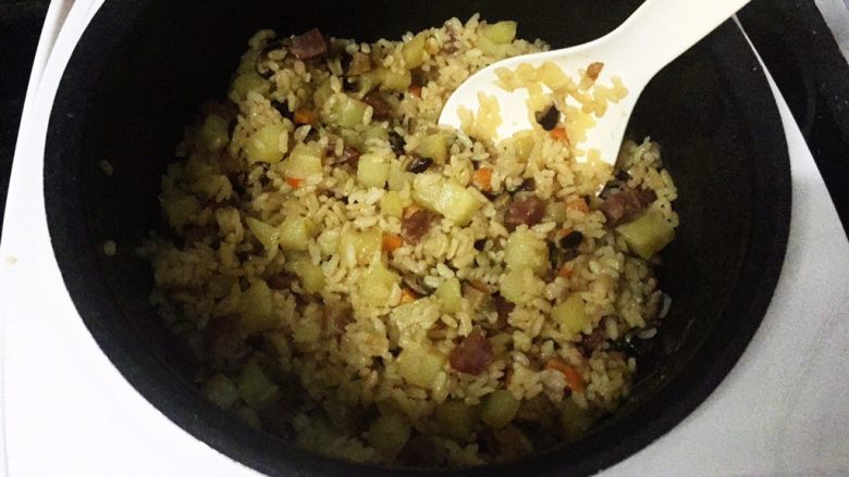 Rice cooker potato and sausage rice