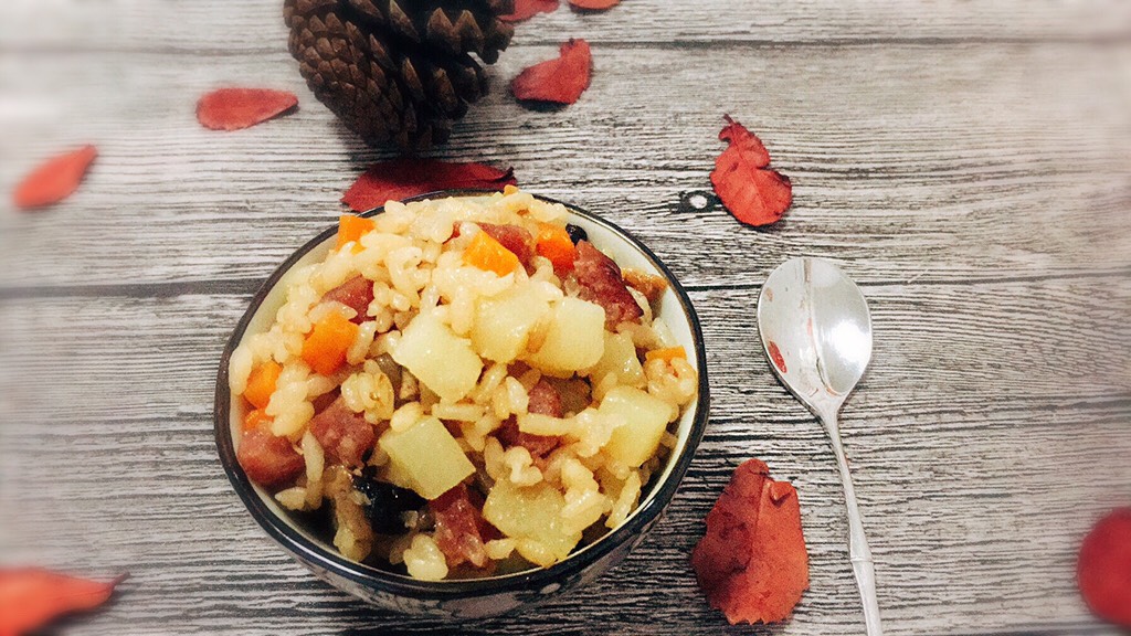 Rice cooker potato and sausage rice