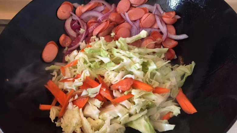 Cabbage Sausage Fried Noodles